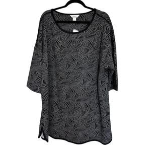 NWT CJ Banks Short Sleeve Sweatshirt Tunic Top in Gray Swirl - Size 2X